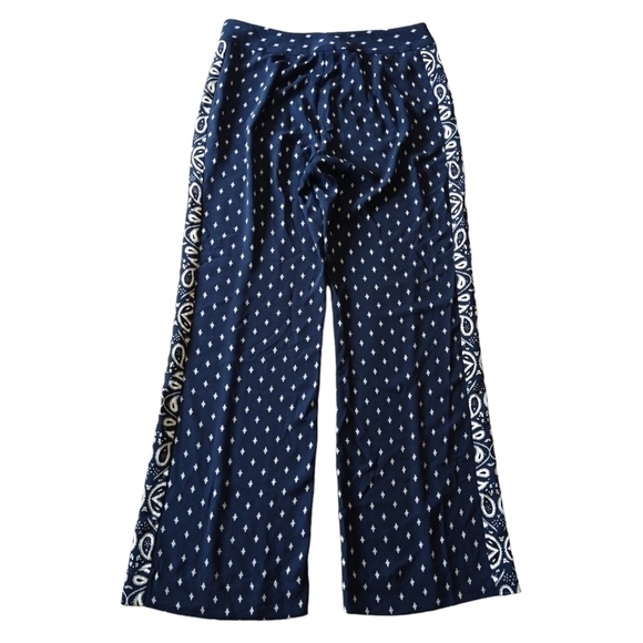 Cabi 5176 Blue Track Star Trouser Wide Leg Pants Lightweight Pockets Mixed Print - Picture 3 of 11